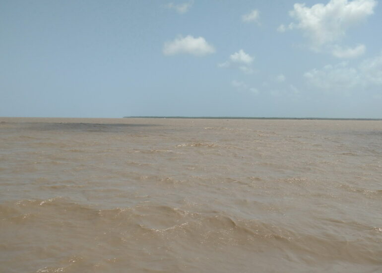 01. Le fleuve Suriname, tumultueux dans l'alizé à la montée des eaux