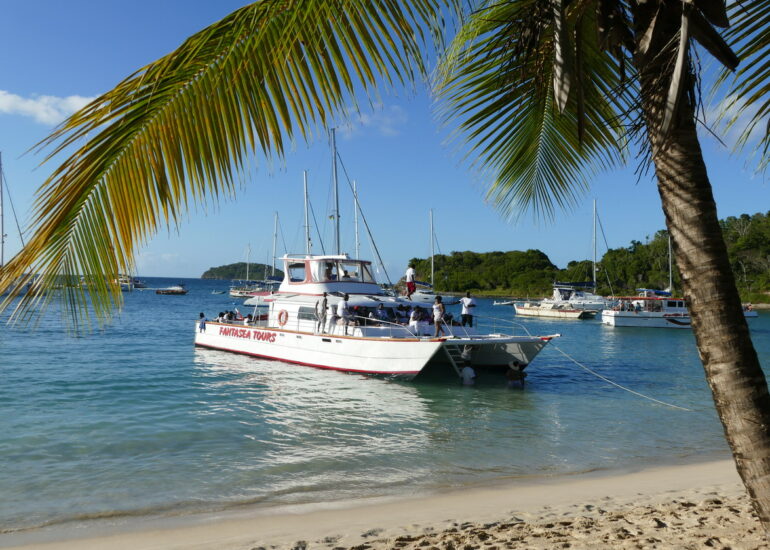 20. Mayreau, Salt whistle bay, les touristes dominicaux rembarquent