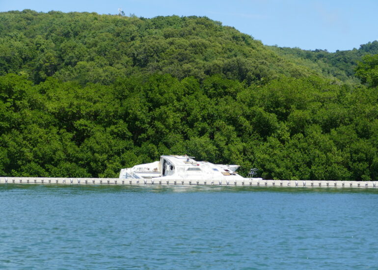 36. La Martinique, le Marin, de nombreuses épaves jonchent la baie ; beaucoup ne sont plus visibles