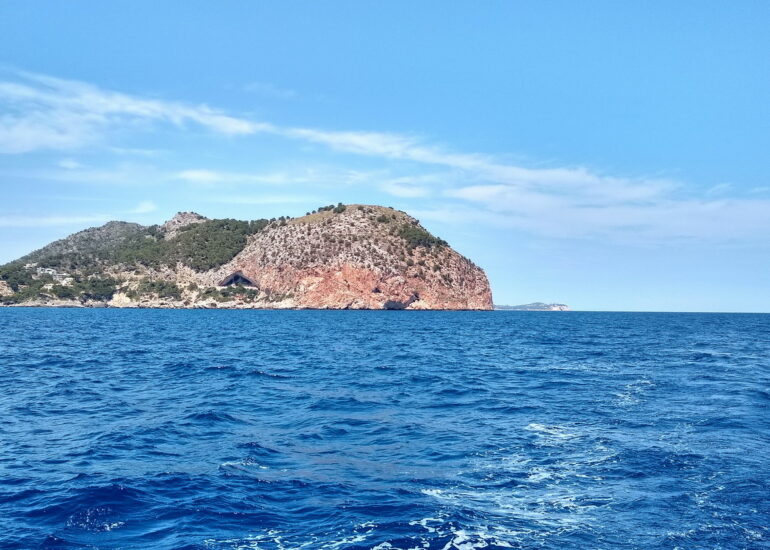 38. Le cap Ferrutx au NE de l'île ; au loin, le cap Formentor