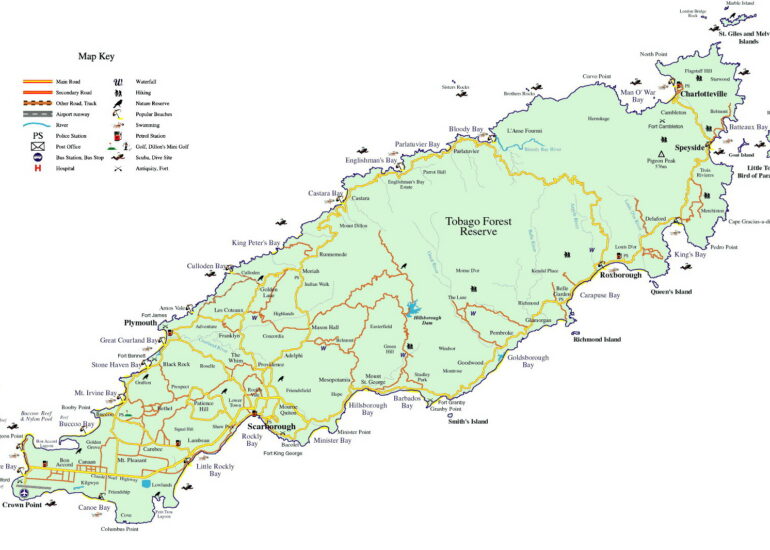 Tobago island, le mouillage de Store bay en bas à gauche
