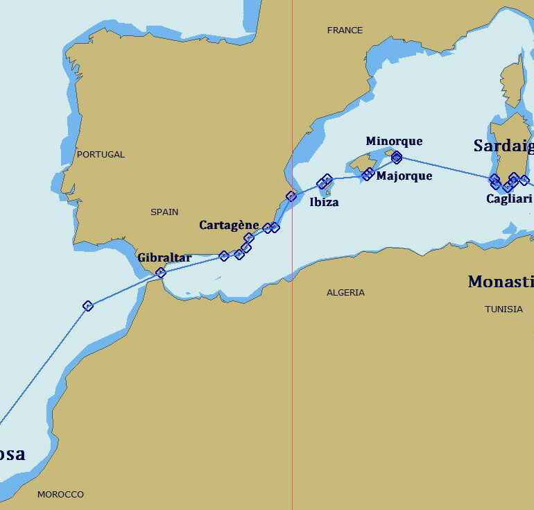 1. De Monastir aux Canaries = 1740 MN